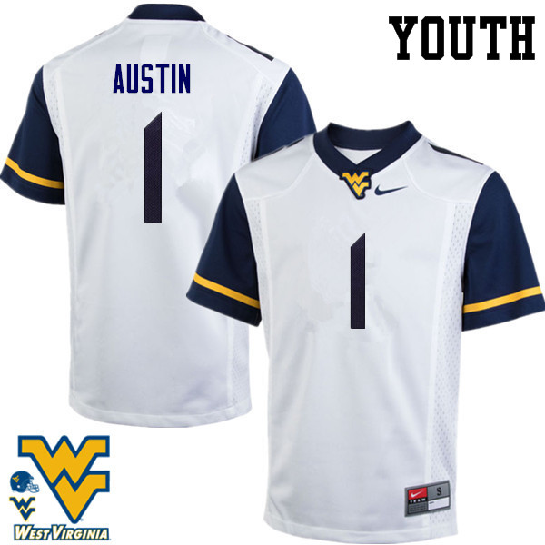 NCAA Youth Tavon Austin West Virginia Mountaineers White #1 Nike Stitched Football College Authentic Jersey WZ23R04GM